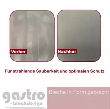 Anwendung Clean Gloss auf Edelstahlküchenfront mit Sprühmechanismus